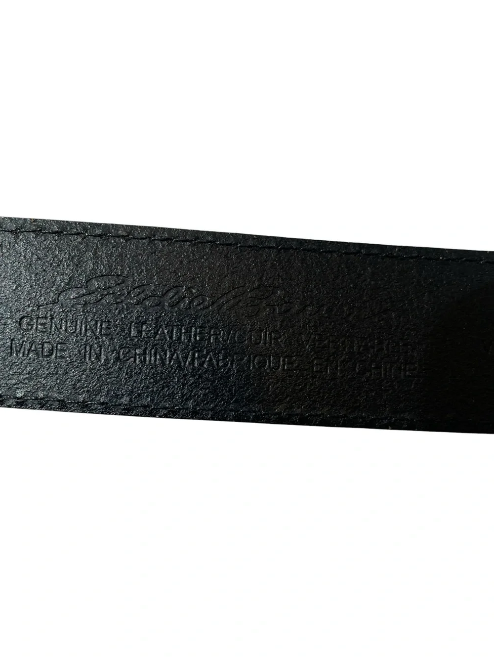 Eddie Bauer Black Pebbled Leather Jeans Belt Sz XXL Wide Brass Buckle 41